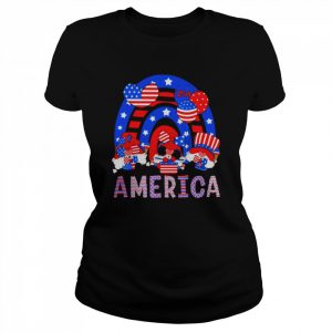 Happy 4th of July Gnome Cool Rainbow 4th July Gnomes America Shirt Classic Women's T-shirt