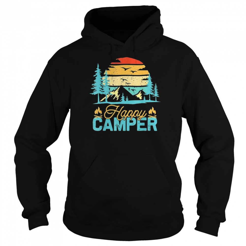 Happy Camper Retro Vintage Matching Camping Crew Shirt Unisex Hoodie