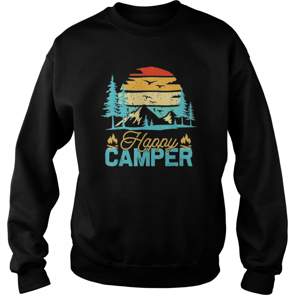 Happy Camper Retro Vintage Matching Camping Crew Shirt Unisex Sweatshirt