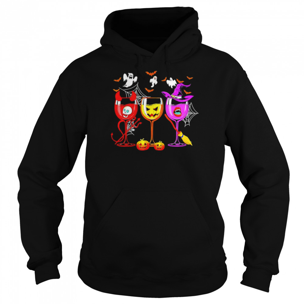 Happy Halloween Wine Glasses Vibes T-Shirt Unisex Hoodie