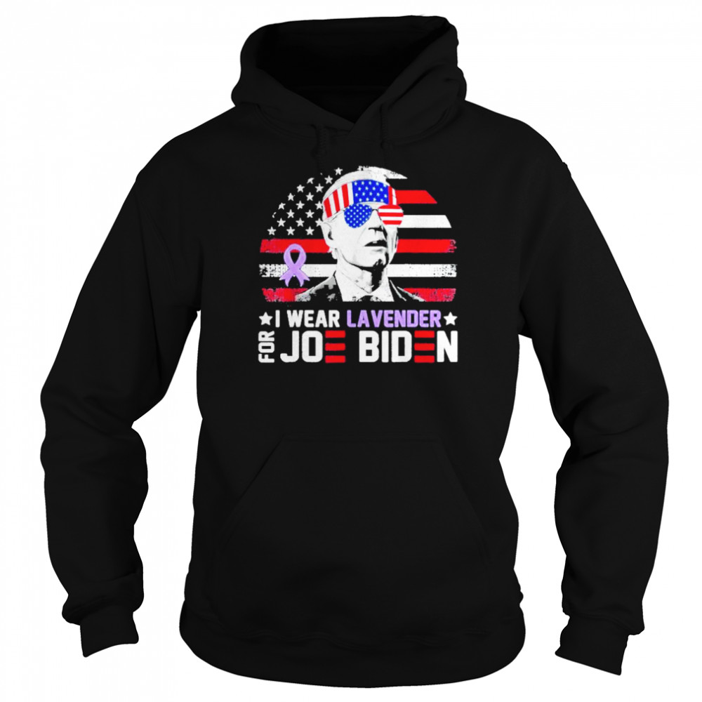 I Wear Lavender For Joe Biden American Flag Men Women Shirt Unisex Hoodie