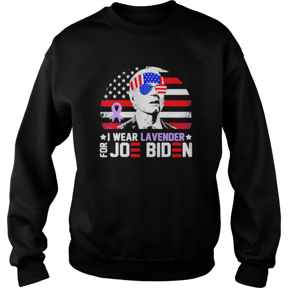 I Wear Lavender For Joe Biden American Flag Men Women Shirt Unisex Sweatshirt