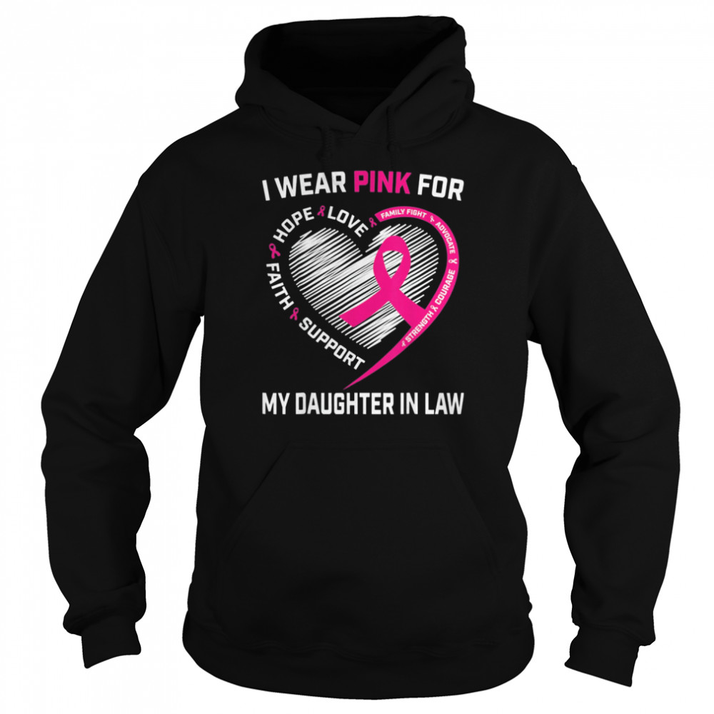 I Wear Pink For My Daughter In Law Breast Cancer Awareness T-Shirt Unisex Hoodie