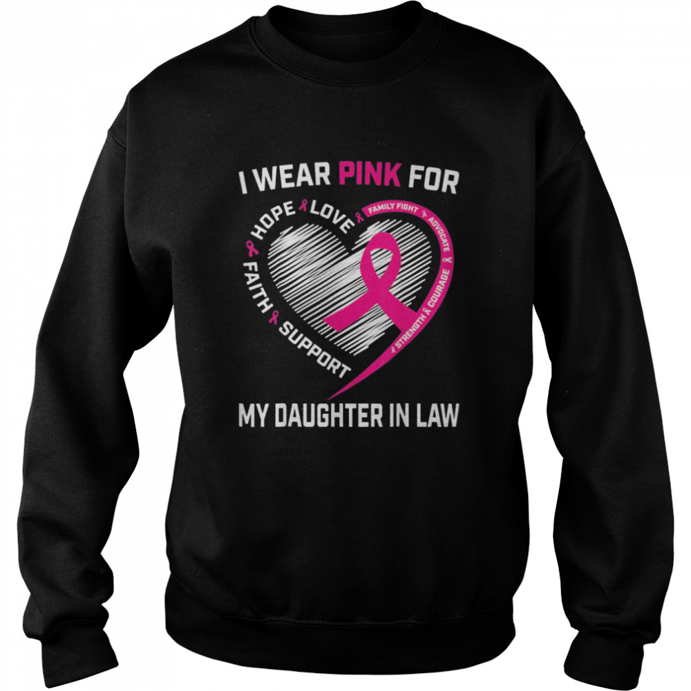 I Wear Pink For My Daughter In Law Breast Cancer Awareness T-Shirt Unisex Sweatshirt