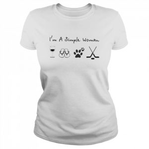 I’m a simple woman I like wine flip-flop dog and hockey  Classic Women's T-shirt