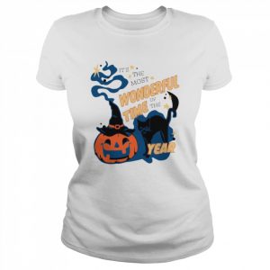 It’s The Most Wonderful Time Of The Year Halloween Black Cat Pumpkin Spooky Season  Classic Women's T-shirt