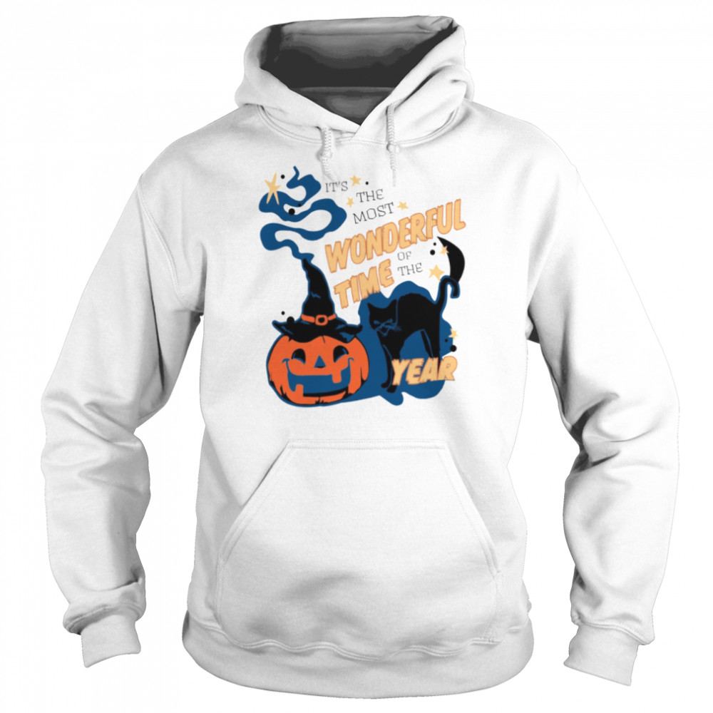 It’s The Most Wonderful Time Of The Year Halloween Black Cat Pumpkin Spooky Season  Unisex Hoodie