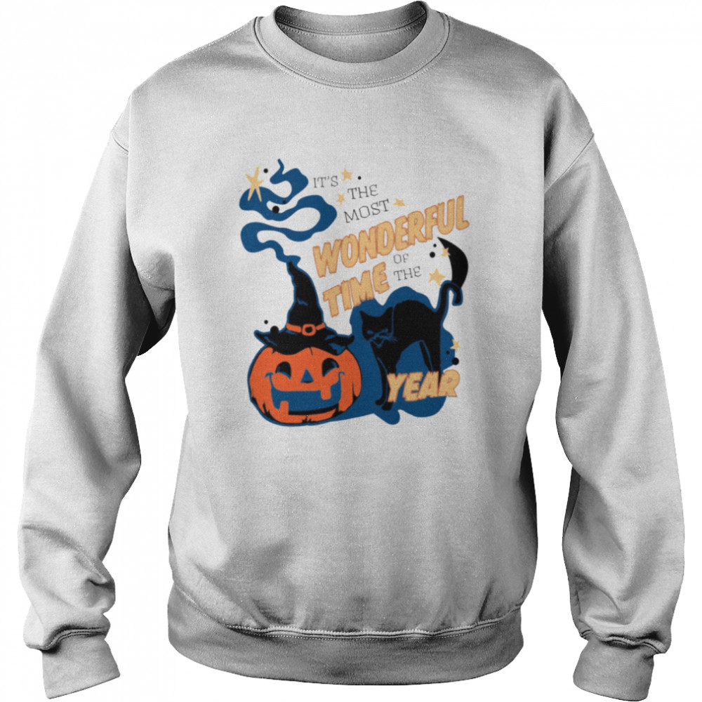 It’s The Most Wonderful Time Of The Year Halloween Black Cat Pumpkin Spooky Season  Unisex Sweatshirt