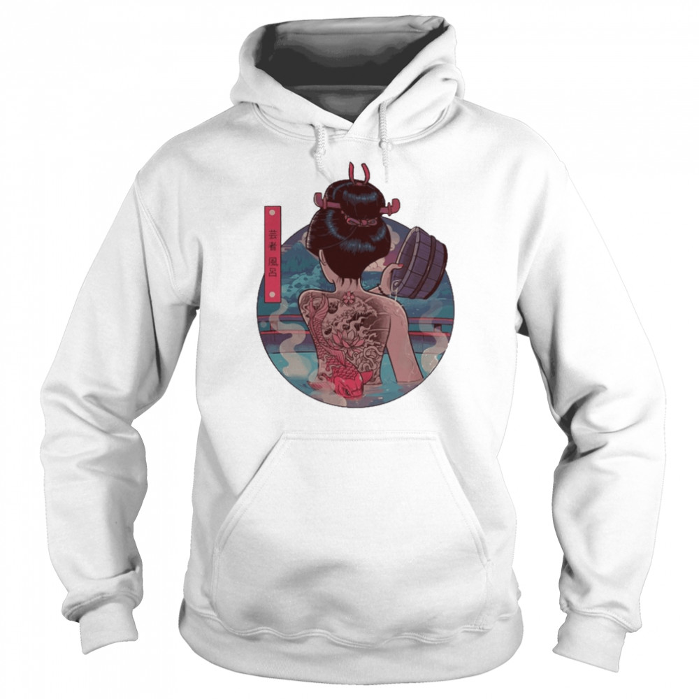 Japanese Geisha Takes A Bath Japan Aesthetic Drawing Shirt Unisex Hoodie