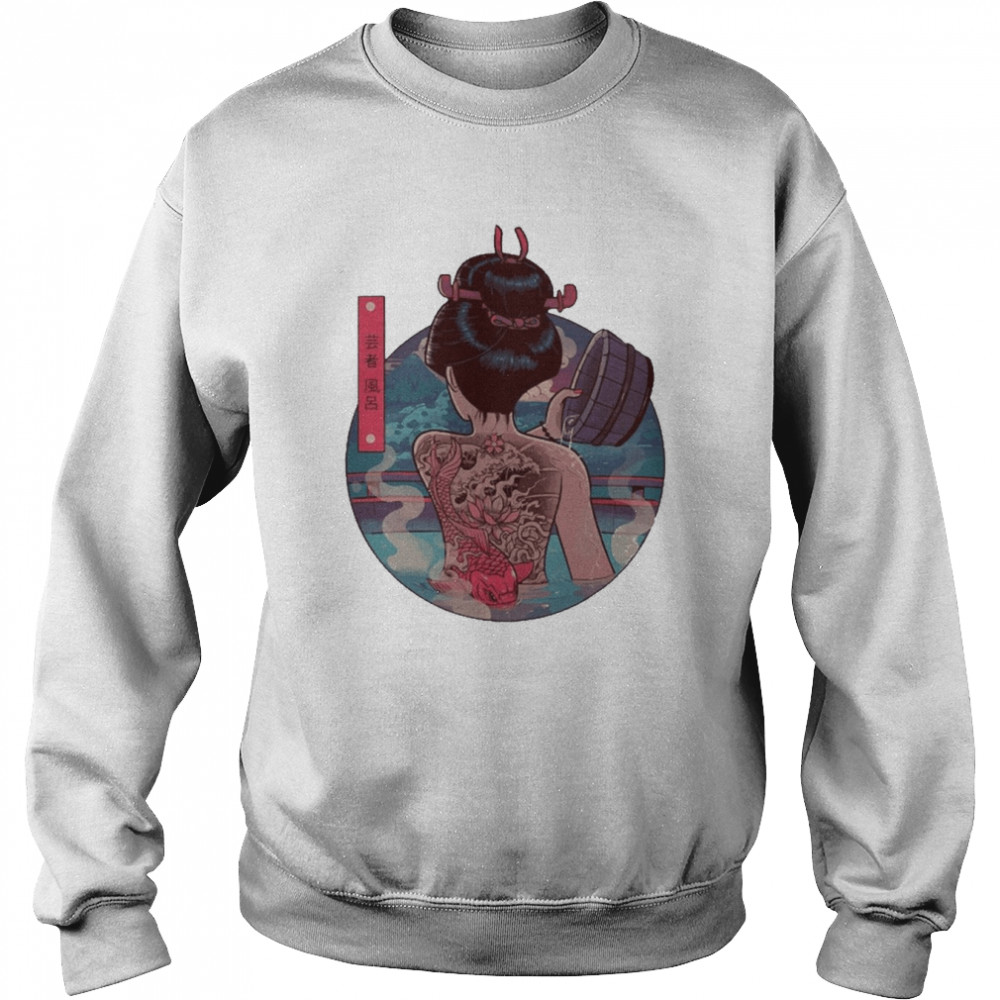 Japanese Geisha Takes A Bath Japan Aesthetic Drawing Shirt Unisex Sweatshirt