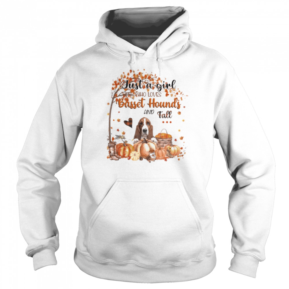 Just a Girl who loves Basset Hound and Fall Pumpkin Happy Thanksgiving  Unisex Hoodie