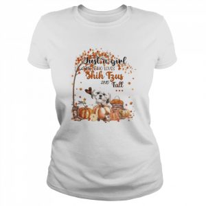 Just a Girl who loves Cream Shih Tzu and Fall Pumpkin Happy Thanksgiving  Classic Women's T-shirt