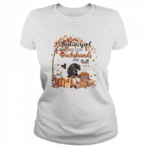 Just a Girl who loves Dachshund and Fall Pumpkin Happy Thanksgiving  Classic Women's T-shirt