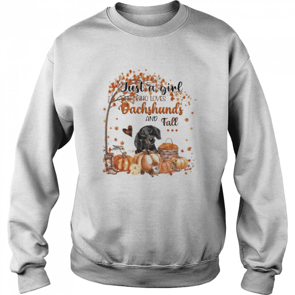 Just a Girl who loves Dachshund and Fall Pumpkin Happy Thanksgiving  Unisex Sweatshirt