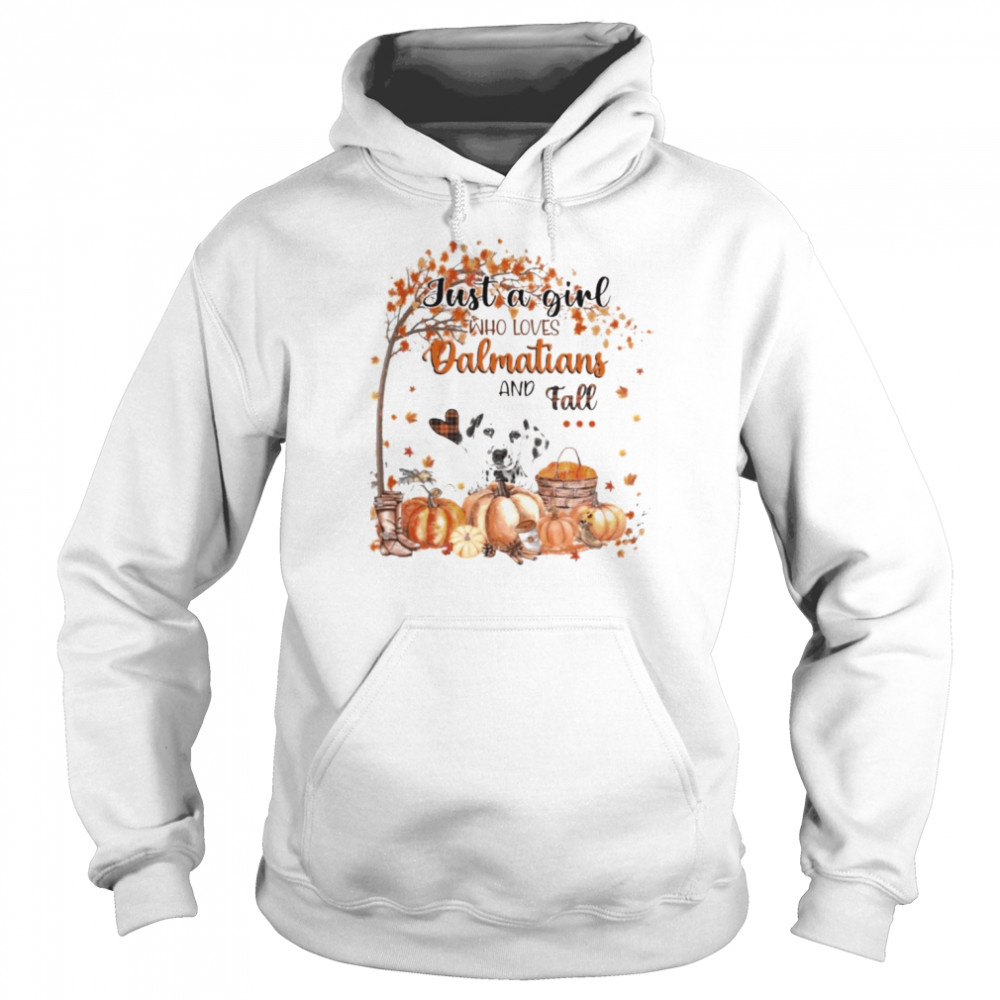 Just a Girl who loves Dalmatian and Fall Pumpkin Happy Thanksgiving  Unisex Hoodie