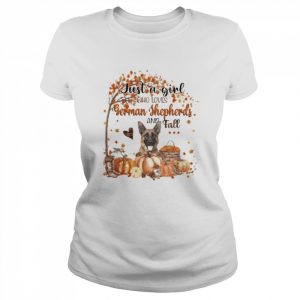 Just a Girl who loves German Shepherd and Fall Pumpkin Happy Thanksgiving  Classic Women's T-shirt