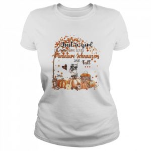 Just a Girl who loves Grey Miniature Schnauzer and Fall Pumpkin Happy Thanksgiving  Classic Women's T-shirt