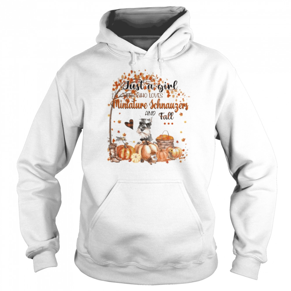 Just a Girl who loves Grey Miniature Schnauzer and Fall Pumpkin Happy Thanksgiving  Unisex Hoodie