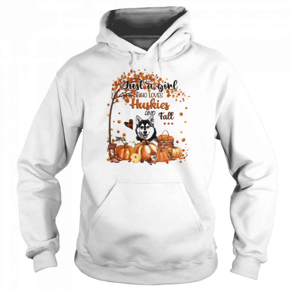 Just a Girl who loves Husky and Fall Pumpkin Happy Thanksgiving  Unisex Hoodie