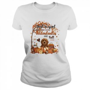 Just a Girl who loves Red Goldendoodle and Fall Pumpkin Happy Thanksgiving  Classic Women's T-shirt