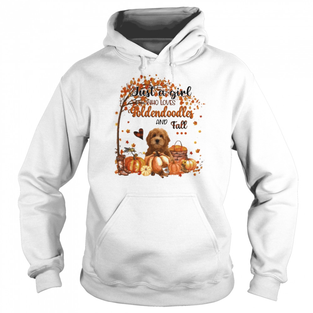 Just a Girl who loves Red Goldendoodle and Fall Pumpkin Happy Thanksgiving  Unisex Hoodie