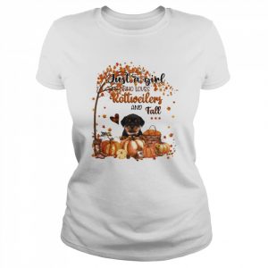 Just a Girl who loves Rottweilers and Fall Pumpkin Happy Thanksgiving  Classic Women's T-shirt