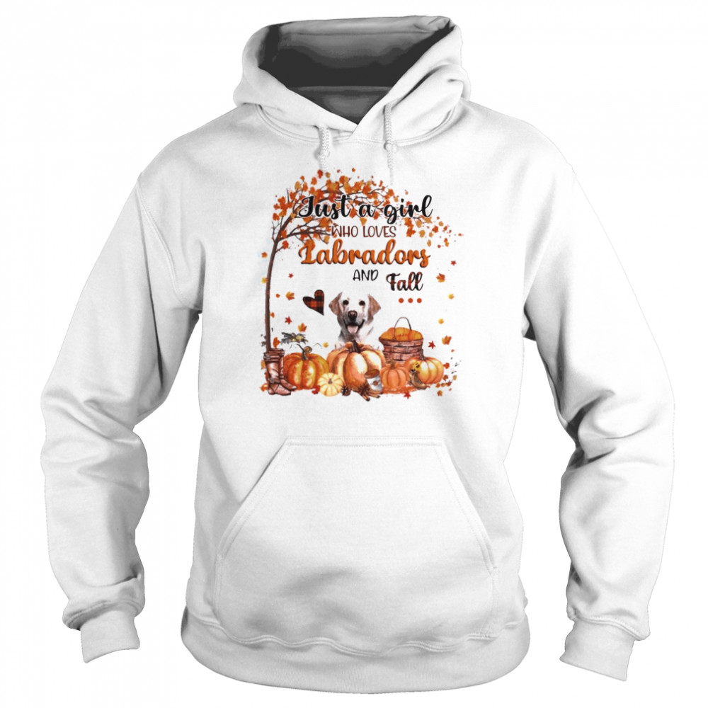 Just a Girl who loves Yellow Labrador and Fall Pumpkin Happy Thanksgiving  Unisex Hoodie