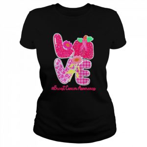 Love Leopard Pumpkin Pink Warrior Breast Cancer Awareness Shirt Classic Women's T-shirt