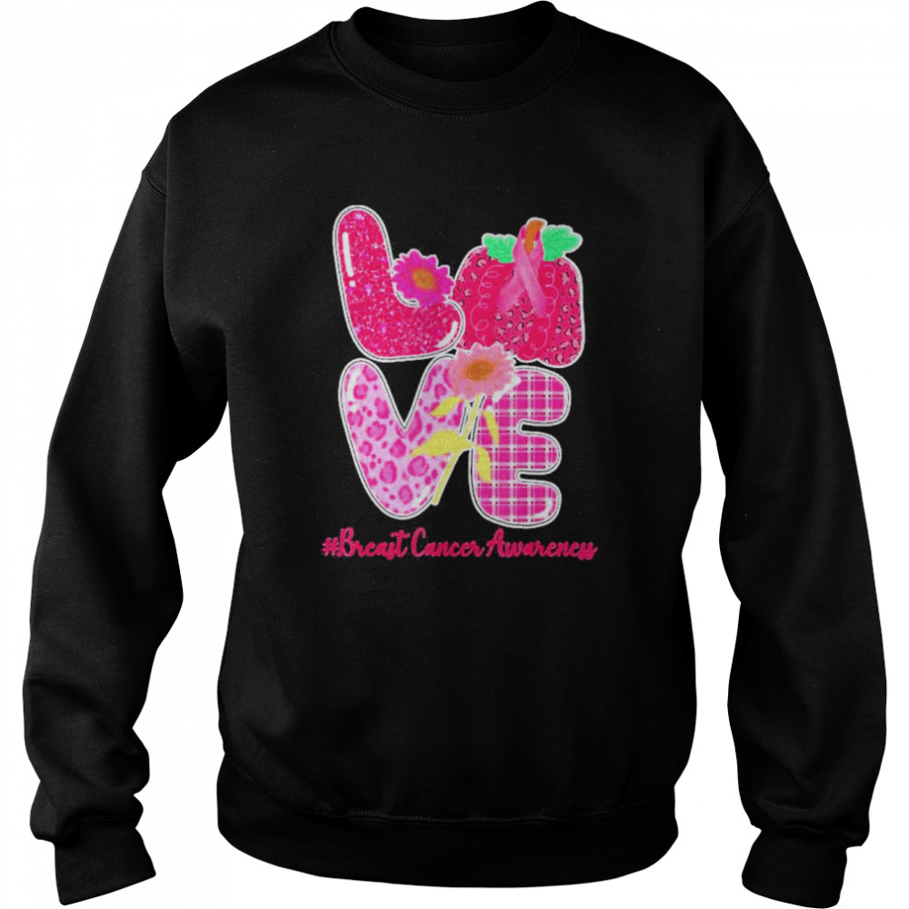 Love Leopard Pumpkin Pink Warrior Breast Cancer Awareness Shirt Unisex Sweatshirt