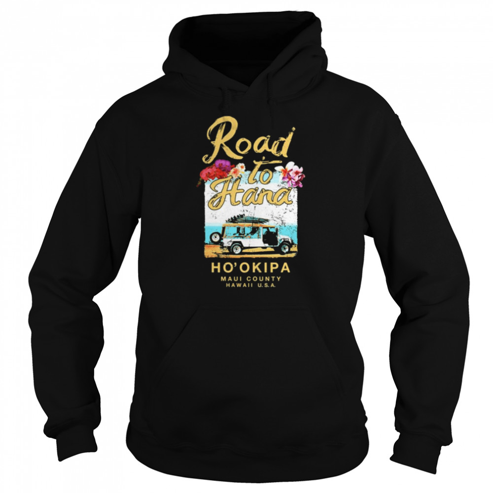 Maui Road To Hana Hawaii Vintage Hawaiian Floral  Unisex Hoodie