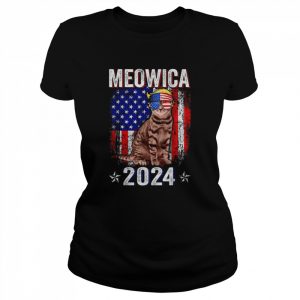 Meowica Cat American Flag Patriotic 4th Of July Trump 2024 T-Shirt Classic Women's T-shirt