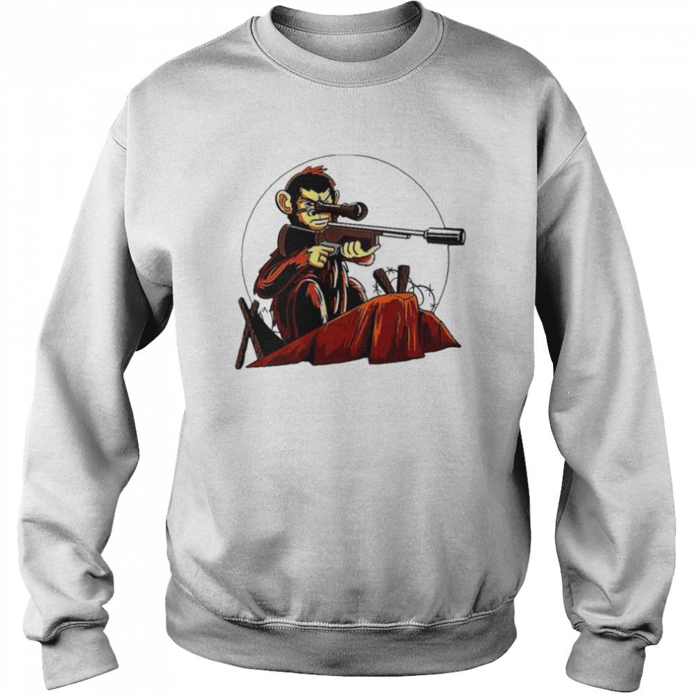 Monkey With A Sniper Rifle  Unisex Sweatshirt