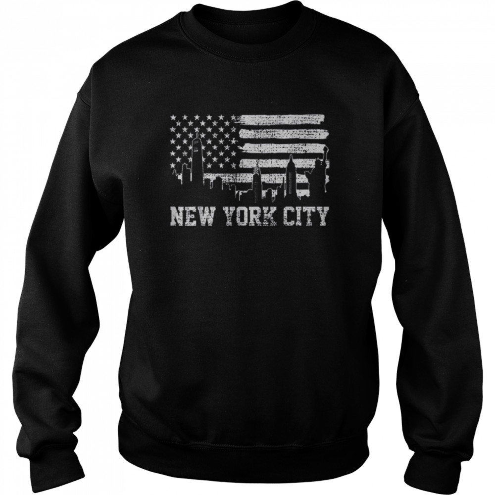 New York City American Flag Usa Cities Retro 90s Souvenir  Unisex Sweatshirt