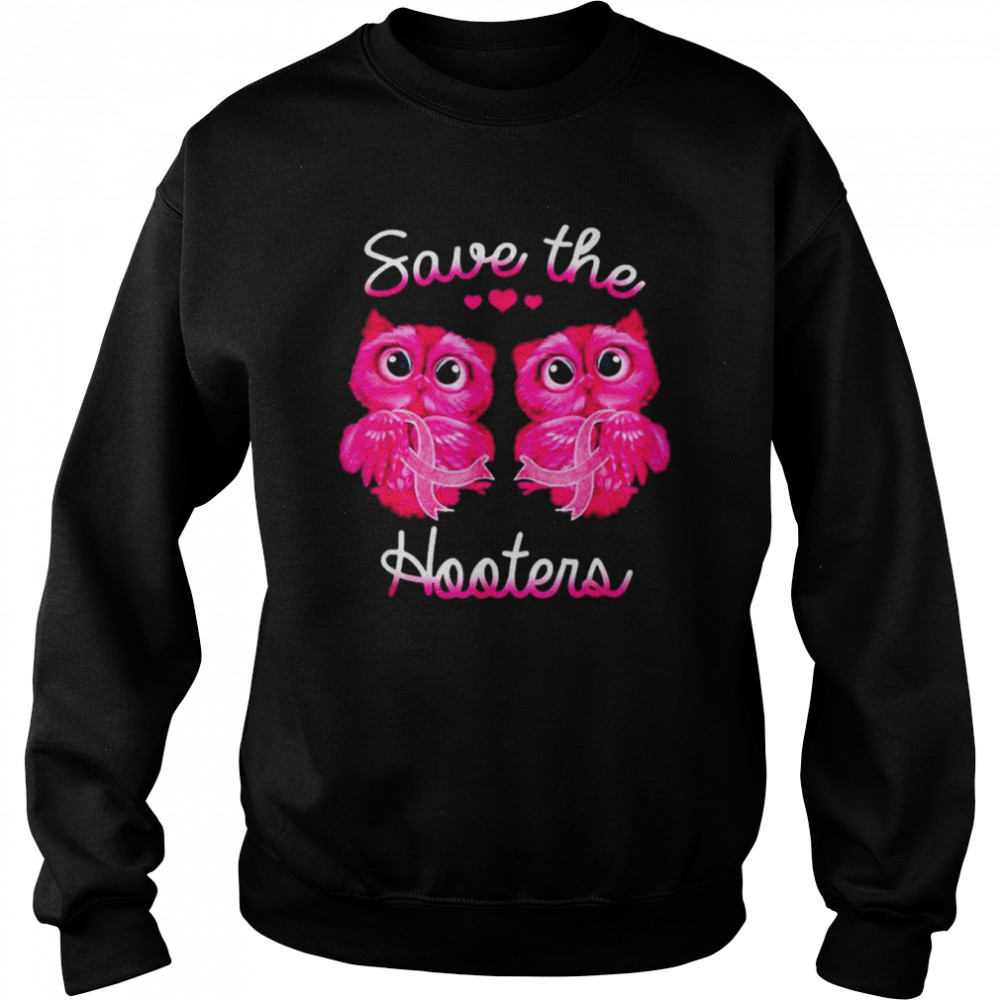 Owls Save A Hooters Pink Ribbon Breast Cancer Shirt Unisex Sweatshirt