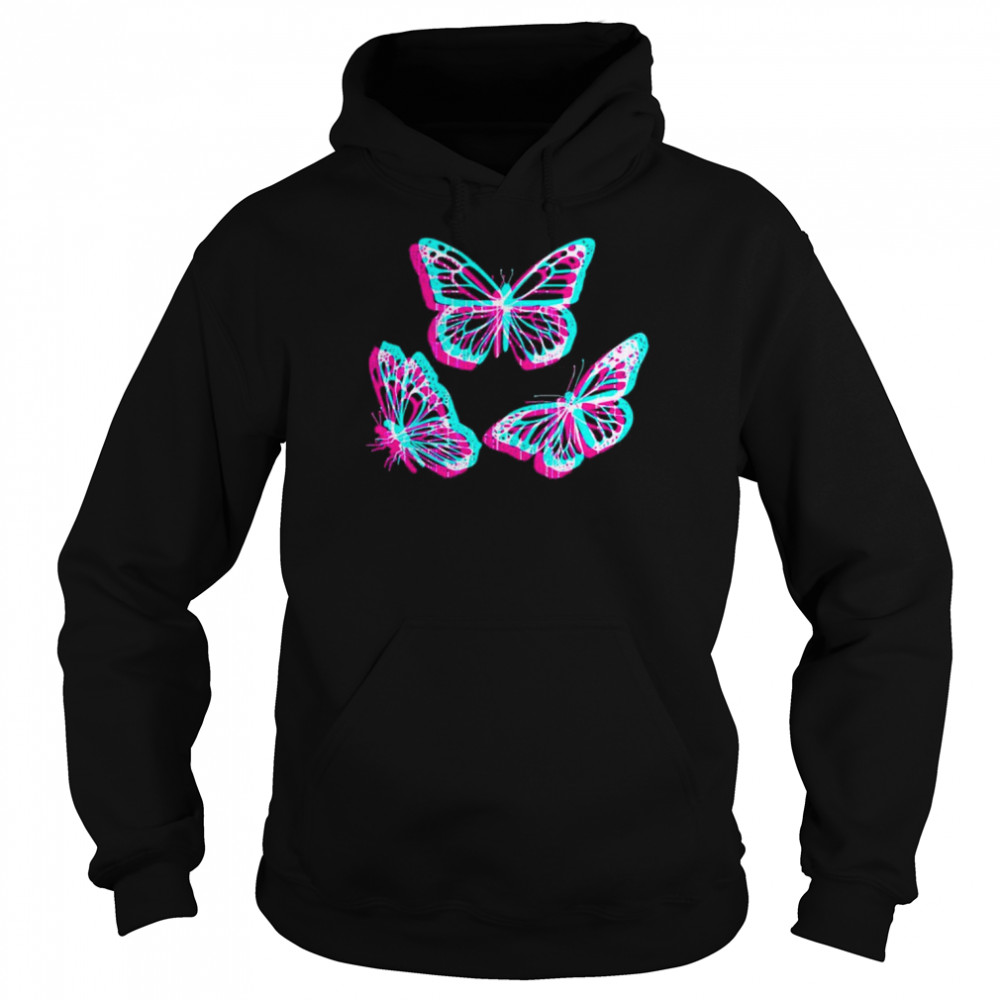 Pastel Goth Aesthetic Butterfly Glitch Shirt Unisex Hoodie