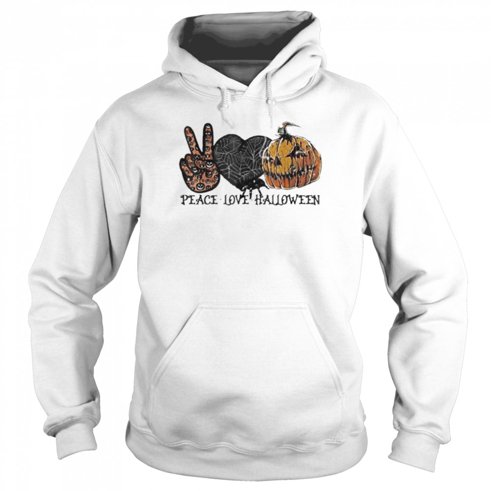 Peace Love Halloween Halloween Shirt Unisex Hoodie