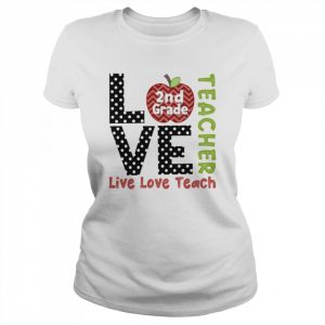 Polka Dots Zigzag Apple Love Live Love Teach 2nd Grade Teacher Shirt Classic Women's T-shirt