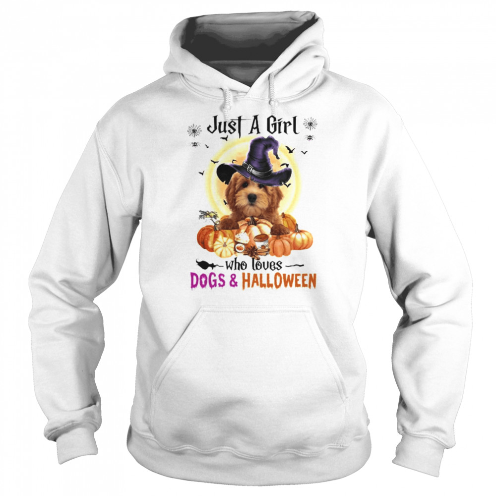 Red Goldendoodle Just A Girl Who Loves Dogs And Halloween Shirt Unisex Hoodie