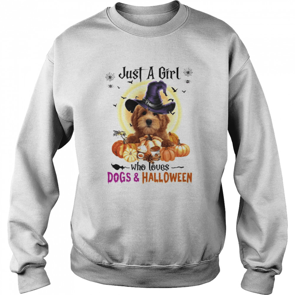 Red Goldendoodle Just A Girl Who Loves Dogs And Halloween Shirt Unisex Sweatshirt