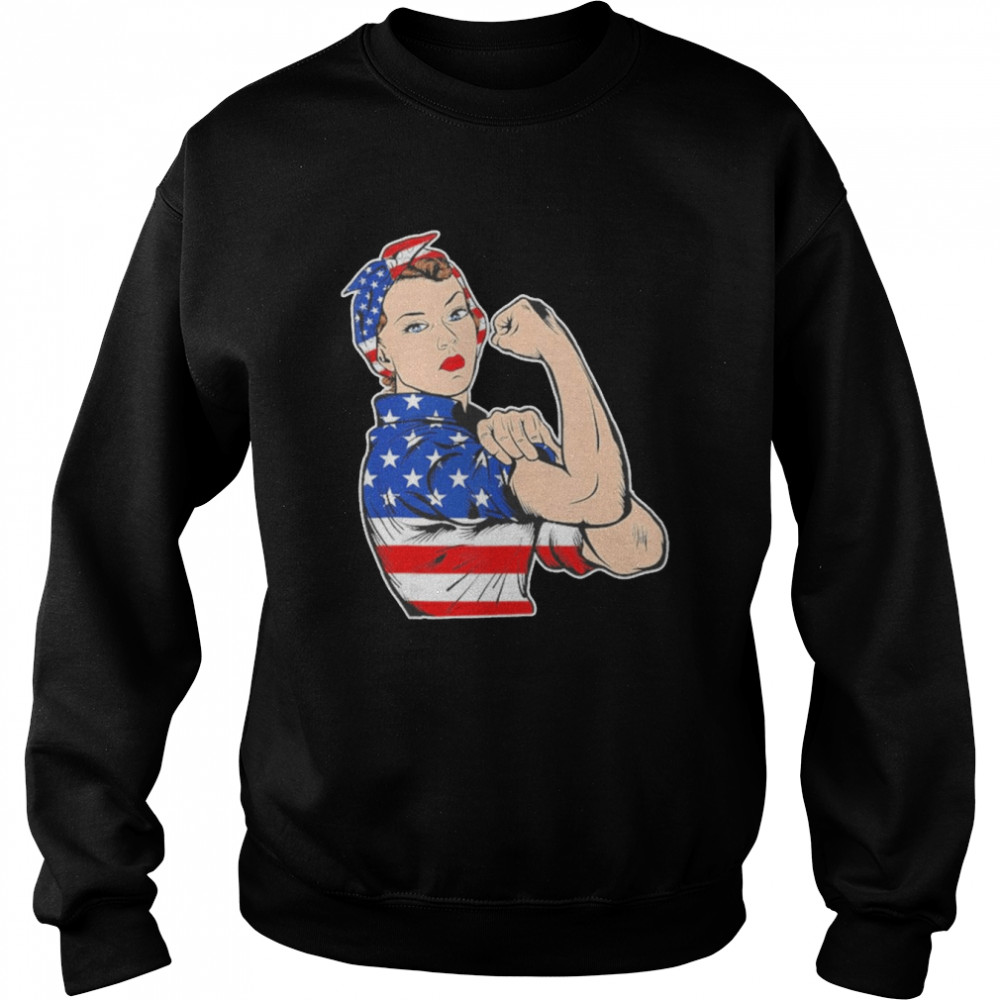 Rosie The Riveter Bandana Feminist Usa Flag 4Th Of July Shirt Unisex Sweatshirt