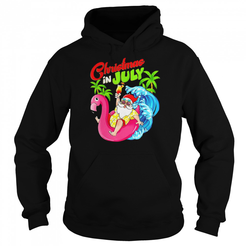 Santa Christmas In July Beach Xmas Summer Shirt Unisex Hoodie