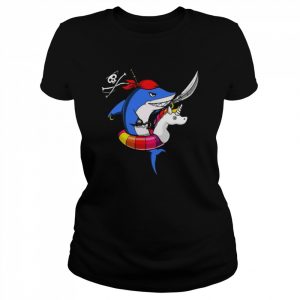 Shark Pirate Riding Unicorn Float Shirt Classic Women's T-shirt