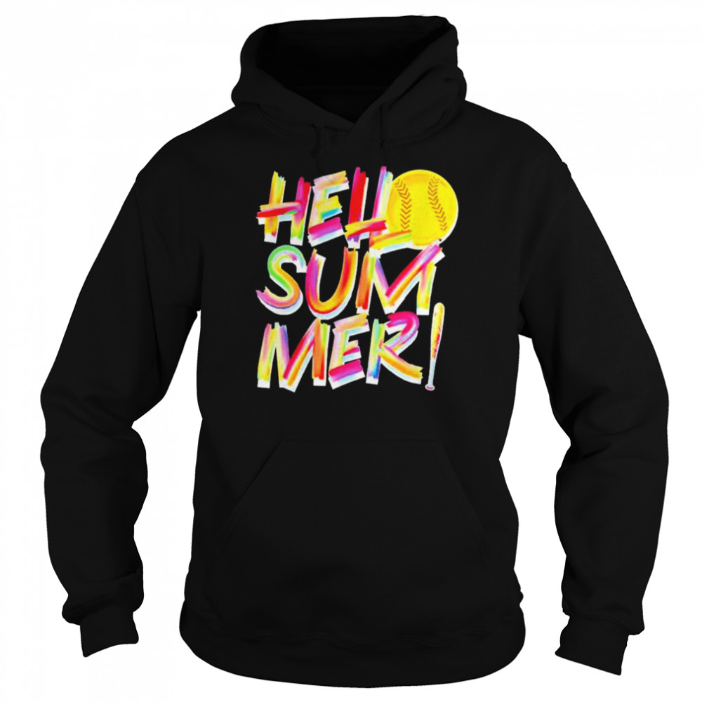 Softball Hello Summer Fastpitch Slow-Pitch Shirt Unisex Hoodie