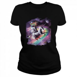 Space Cat Riding Unicorn  Laser Tacos And Rainbow T-Shirt Classic Women's T-shirt