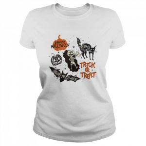 Spooky black cat pumpkin trick or treat halloween  Classic Women's T-shirt