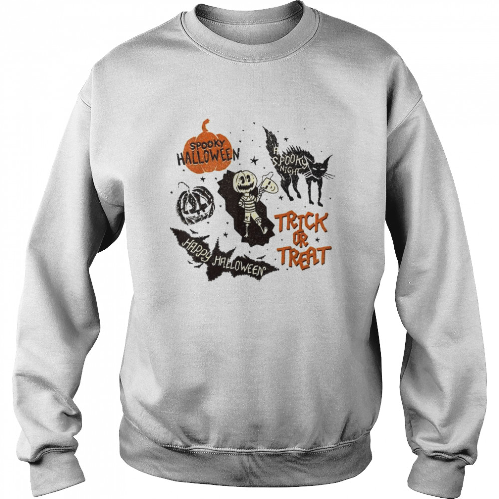 Spooky black cat pumpkin trick or treat halloween  Unisex Sweatshirt