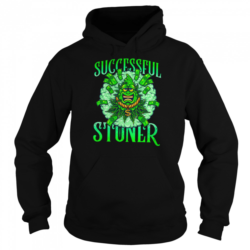 Successful Stoner -Blinged Out Cartoon Bud Surrounded by Money and Smoke Shirts Unisex Hoodie