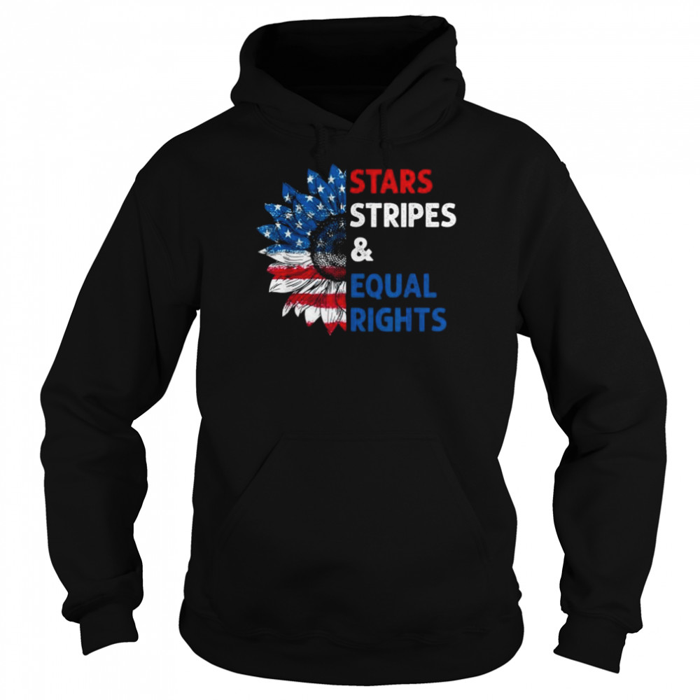 Sunflower feminist stars stripes equal rights American flag  Unisex Hoodie