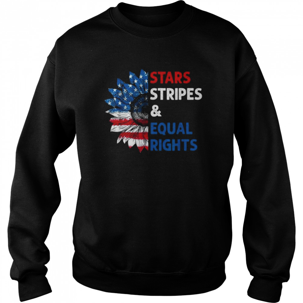 Sunflower feminist stars stripes equal rights American flag  Unisex Sweatshirt