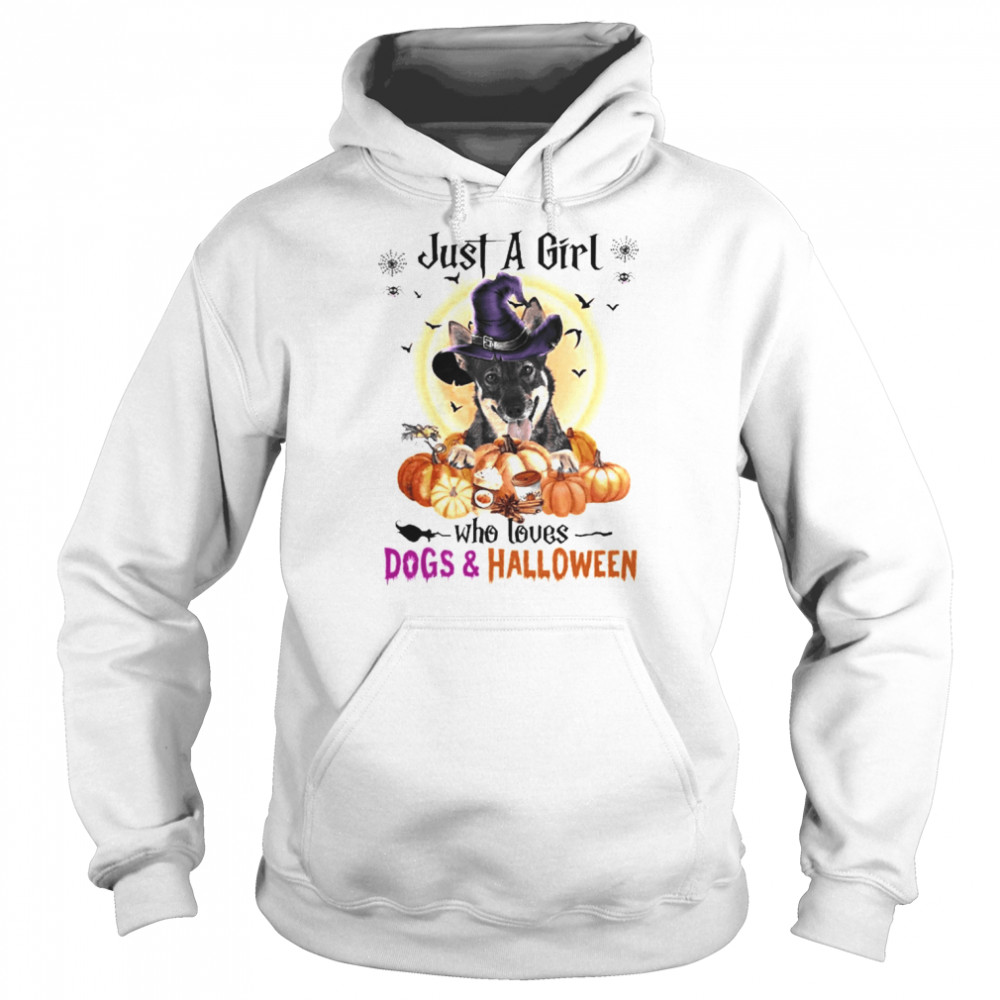 Swedish Vallhund Just A Girl Who Loves Dogs And Halloween Shirt Unisex Hoodie